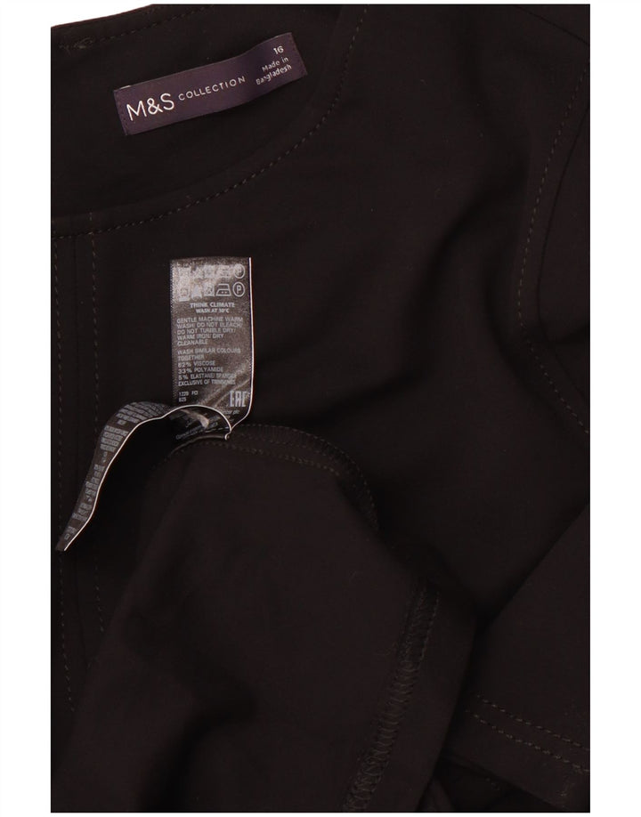 MARKS & SPENCER Rochie A-Line cu mânecă lungă pentru femei UK 16 Viscoză mare neagră