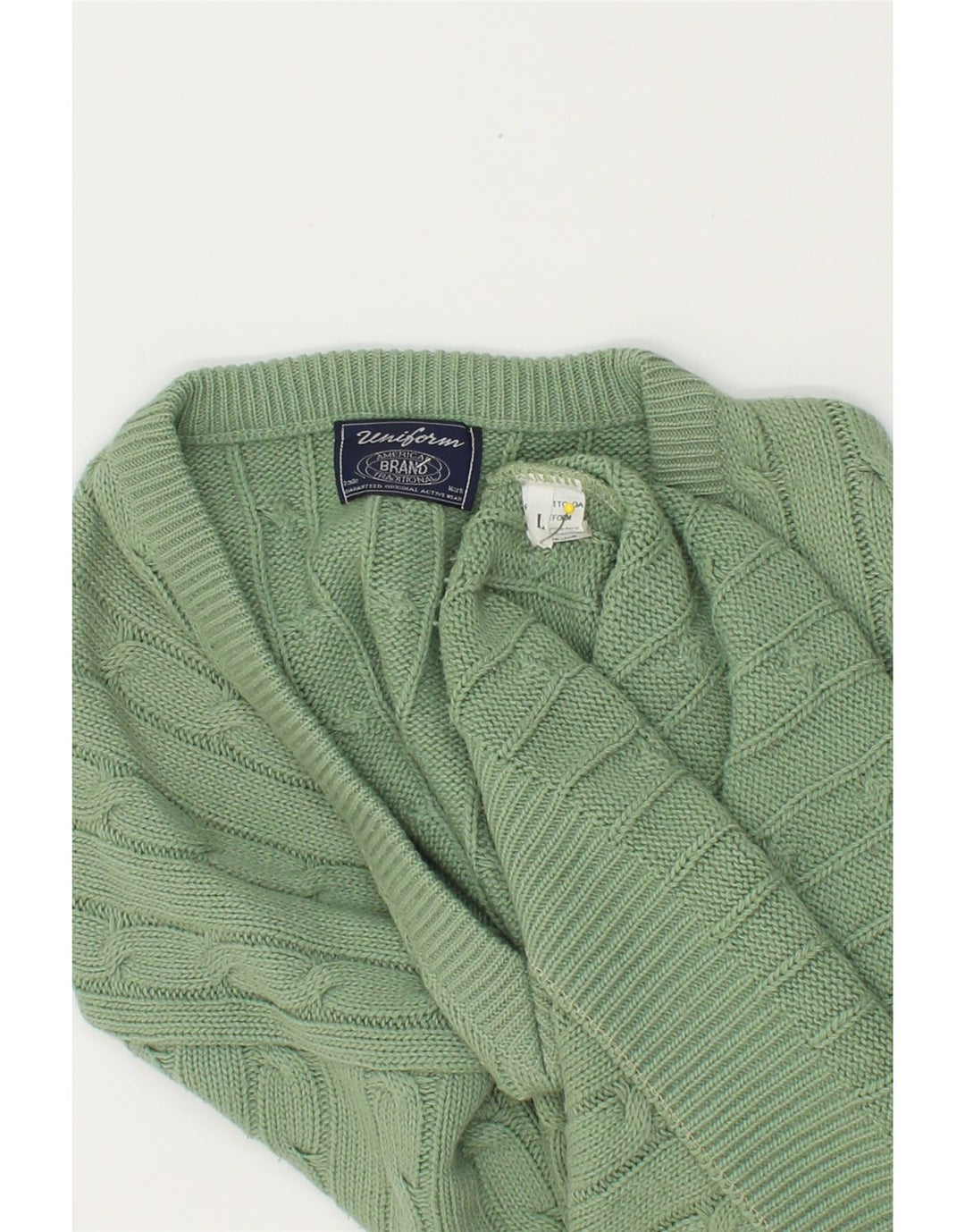 UNIFORM Pulover cu decolteu în V pentru bărbați, mare, verde acrilic