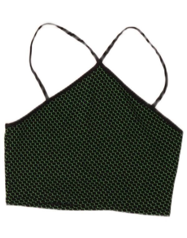 Top Crop Halter pentru femei Zara UK 12 Medium Green Spotted