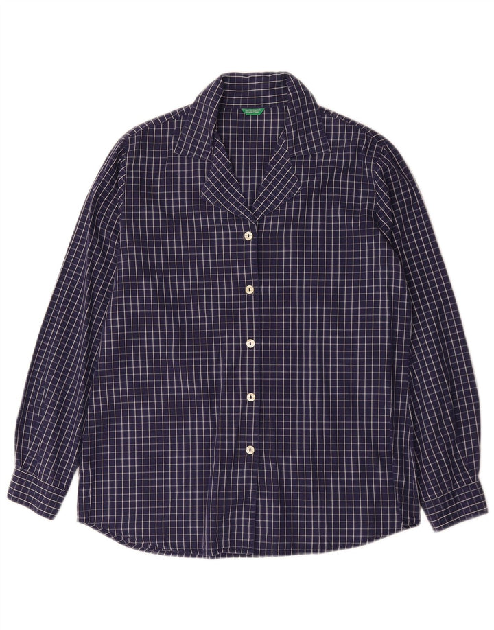 Cămașă Benetton pentru femei IT 44 Medium Bluemarin Check Bumbac