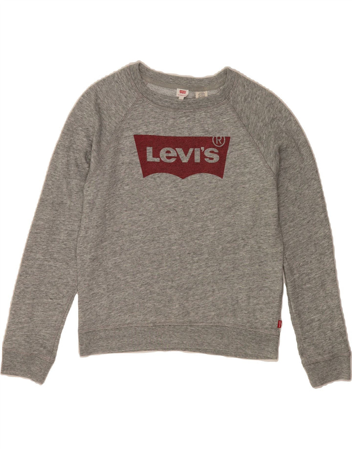 LEVI'S Womens Oversized Graphic Sweatshirt Jumper UK 10 Small Grey Cotton Vintage Levi's and Second-Hand Levi's from Messina Hembry 