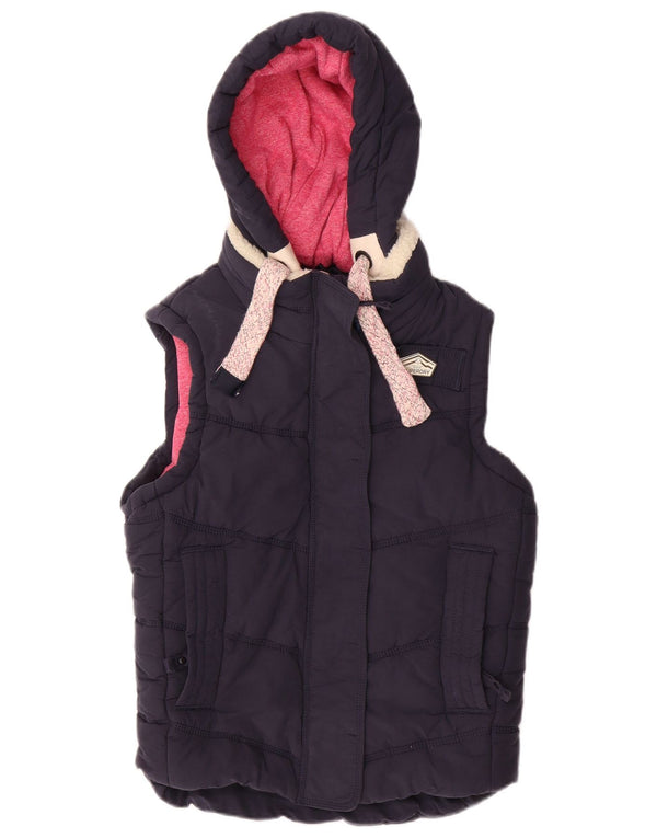 Gilet căptușit cu glugă Superdry pentru femei UK 14 Medium Bluemarin Bumbac