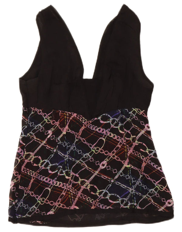 Bluză Crop fără mâneci pentru femei Costume National UK 6 XS Negru Geometric