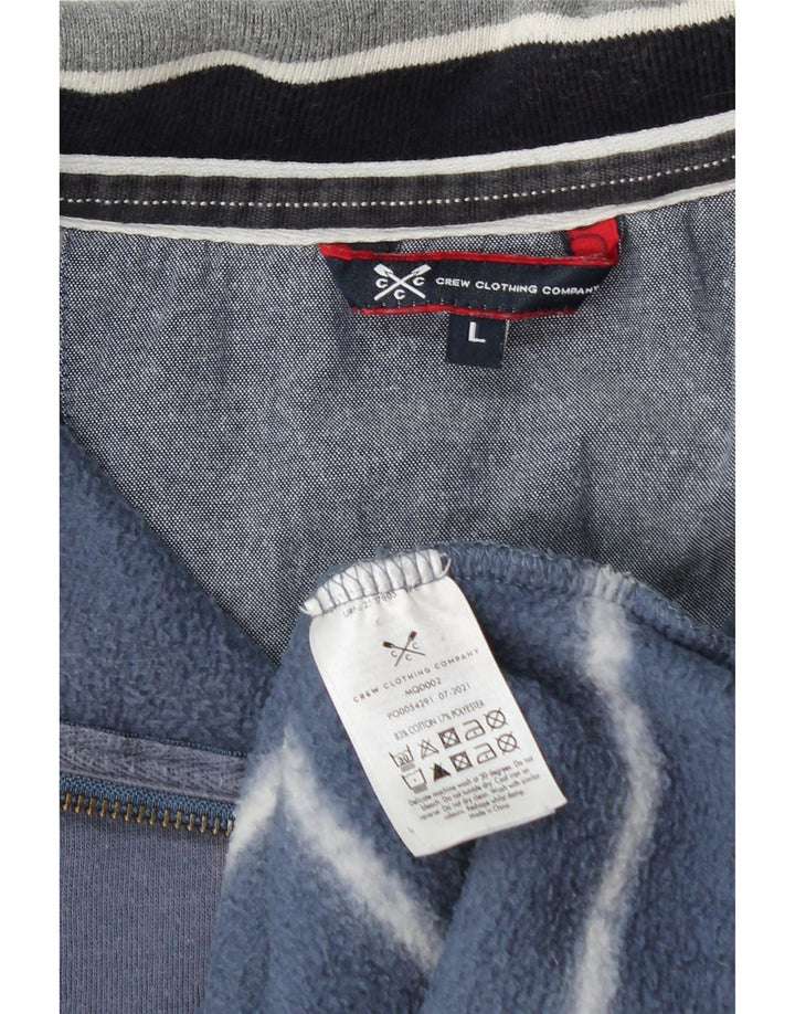 Crew Clothing Hanorac pentru bărbați, cu fermoar, cu gât, pulover, mare, albastru, cu dungi, bumbac