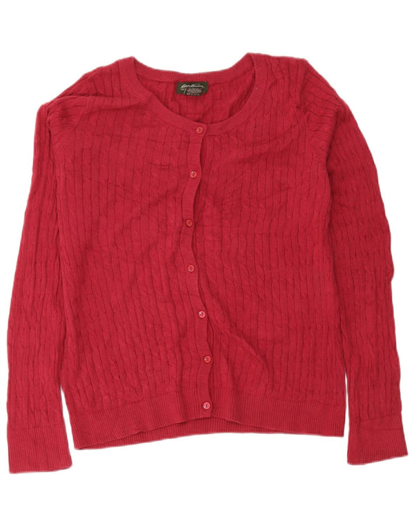 Pulover cardigan pentru femei Eddie Bauer UK 16 mare bumbac burgundy
