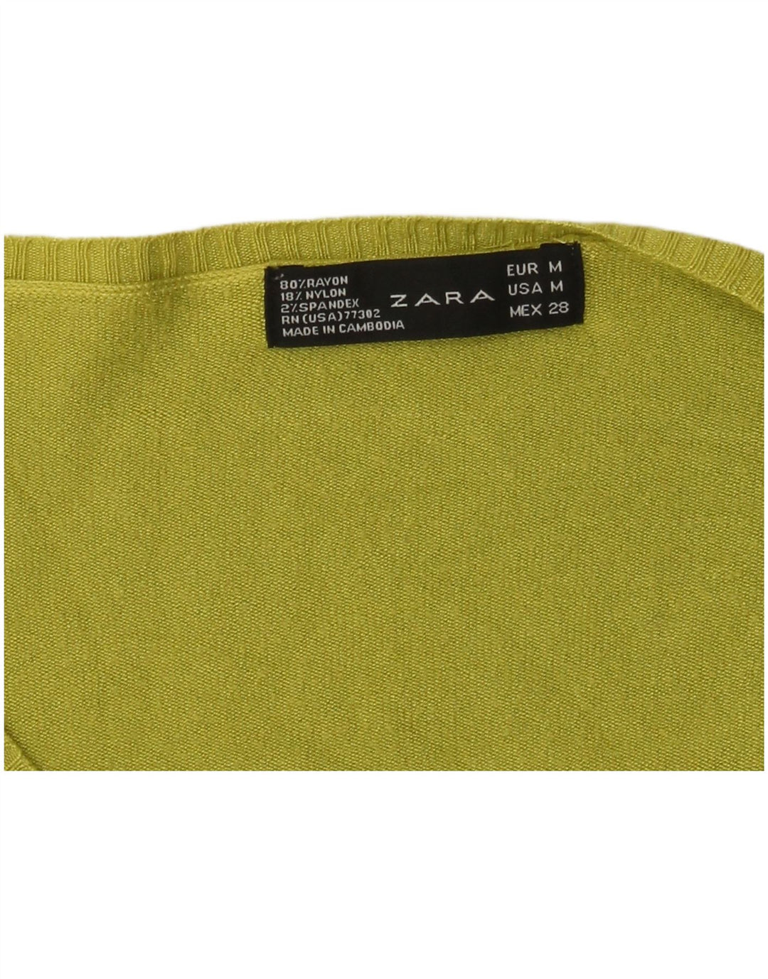 Pulover cu decolteu în V Zara pentru femei UK 12, raion verde mediu