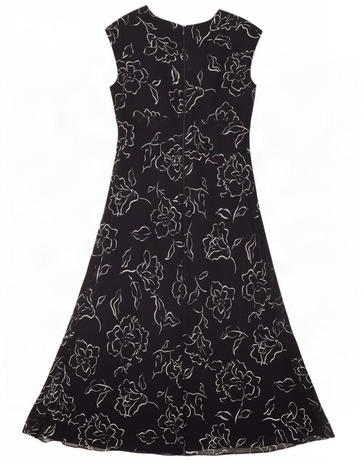 Rochie maxi fără mâneci Chaps pentru femei US 4 Small, negru, cu flori din poliester
