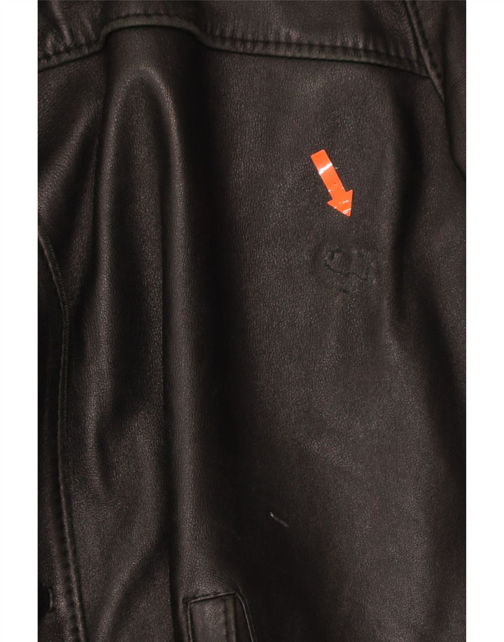 VINTAGE Womens Leather Coat UK 18 XL Black Vintage Vintage and Second-Hand Vintage from Messina Hembry 