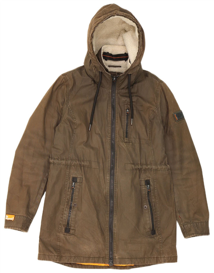 Jachetă parka cu glugă Superdry pentru bărbați UK 40, mare, kaki, poliester