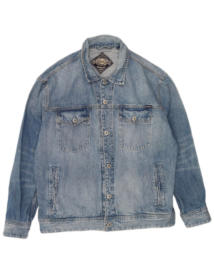 Jachetă de blugi pentru bărbați Superdry UK 40, mare, albastru, bumbac