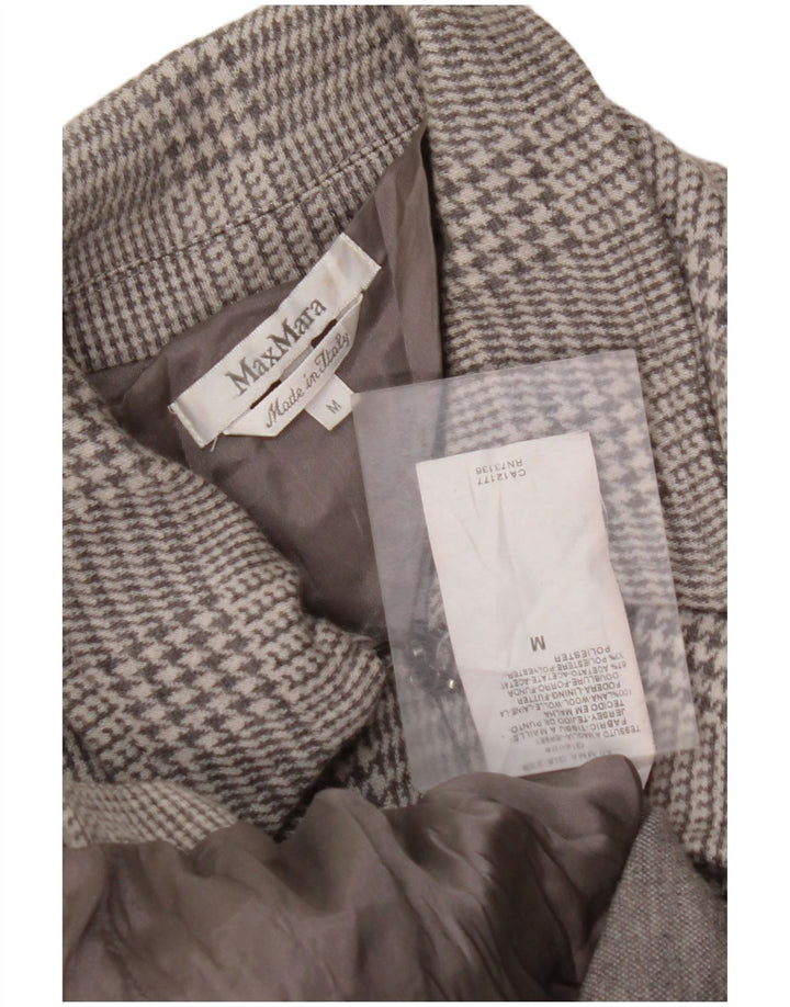 MAX MARA Blazer Jacket pentru femei UK 12 Medium Gri Houndstooth Lână