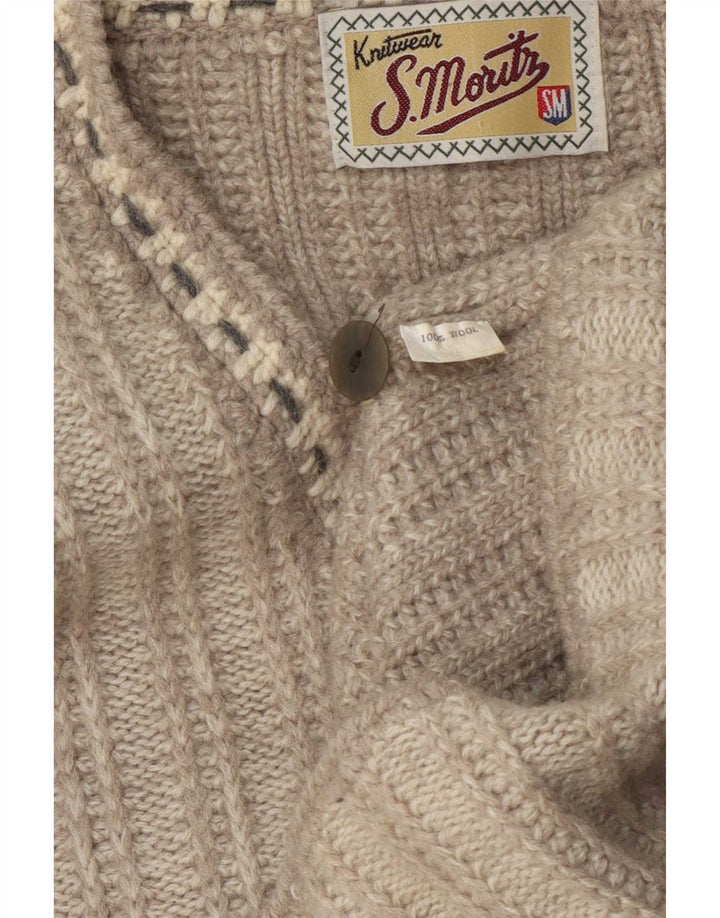 Pulover cardigan S.Moritz pentru bărbați, lână geometrică, bej mic