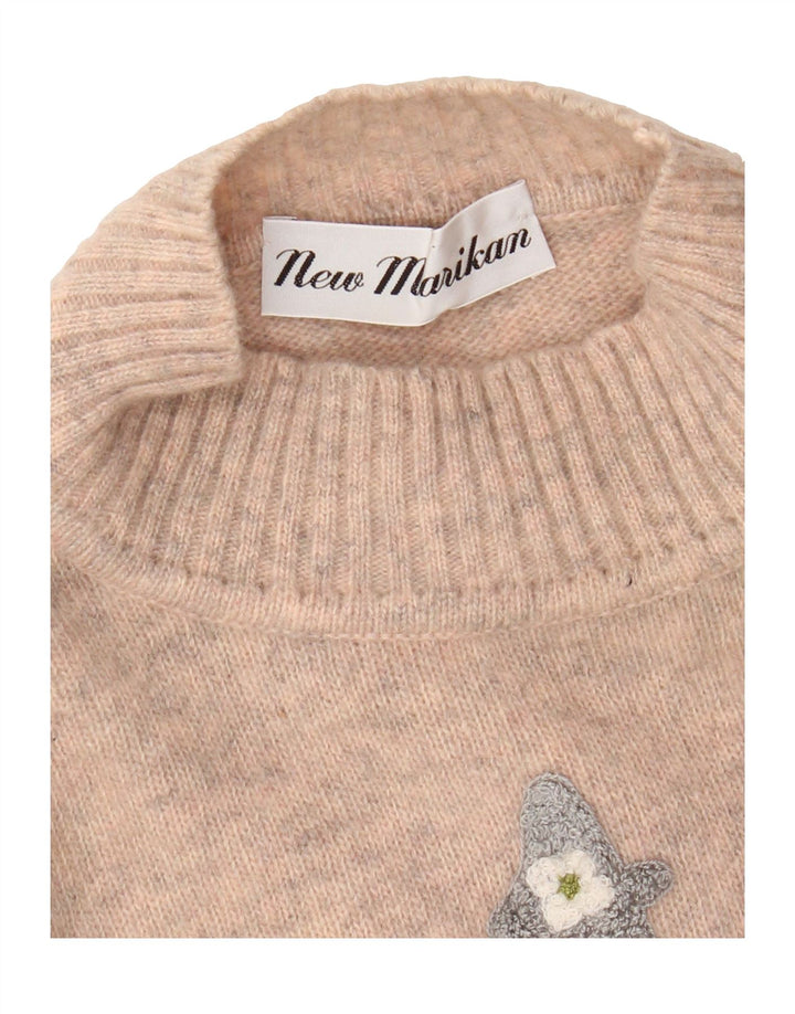 VINTAGE Womens Oversized Turtle Neck Jumper Sweater UK 16 Large Beige Vintage Vintage and Second-Hand Vintage from Messina Hembry 
