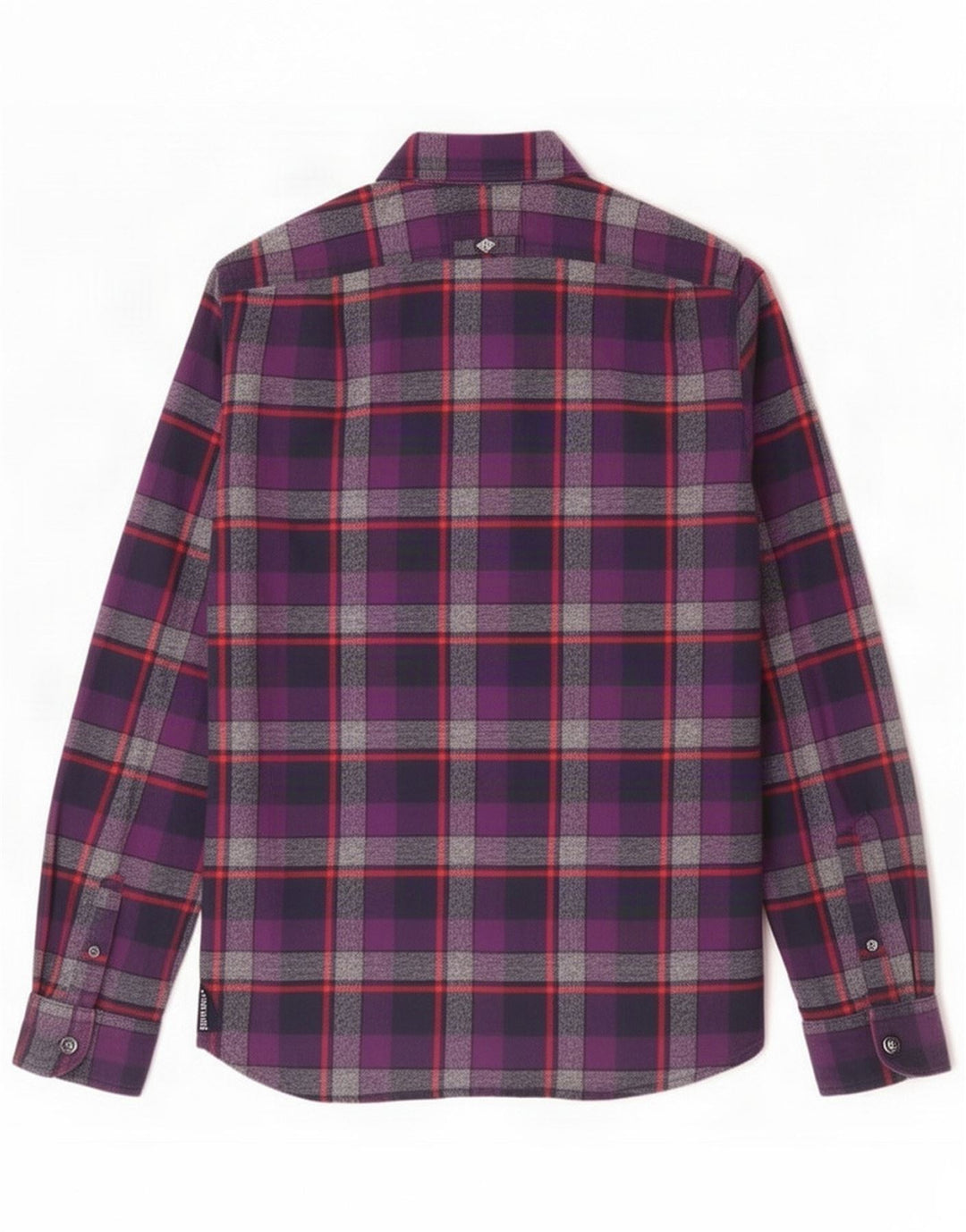 Cămașă de flanel pentru bărbați Superdry, bumbac cu carouri mov mediu