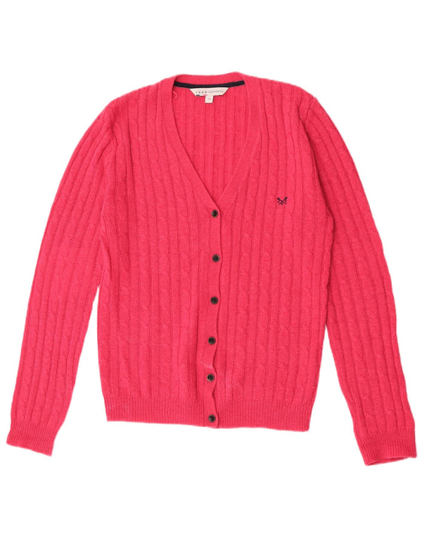 Crew Clothing Pulover cardigan pentru femei UK 14 mare, roz acrilic