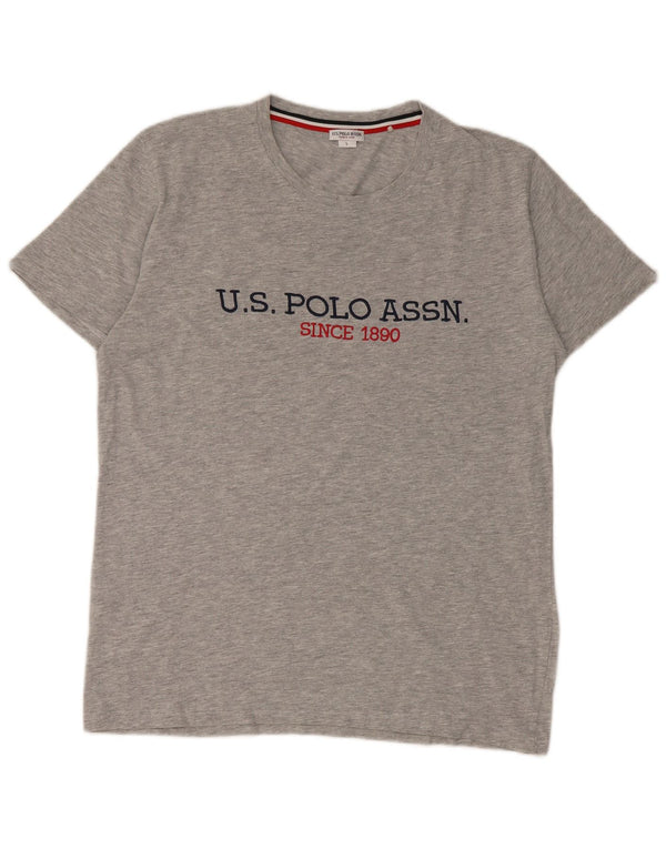 Tricou grafic pentru bărbați US Polo Assn Top mare, gri, bumbac cu pete