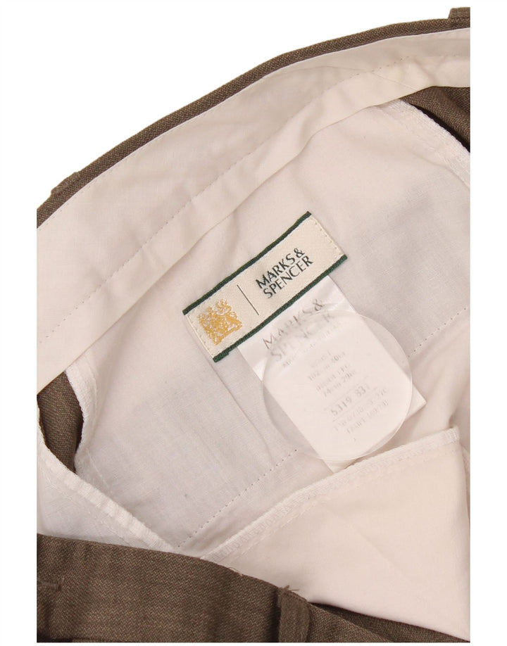 Marks & Spencer Pantaloni de costum conici pentru bărbați L40 L29 Maro Poliester