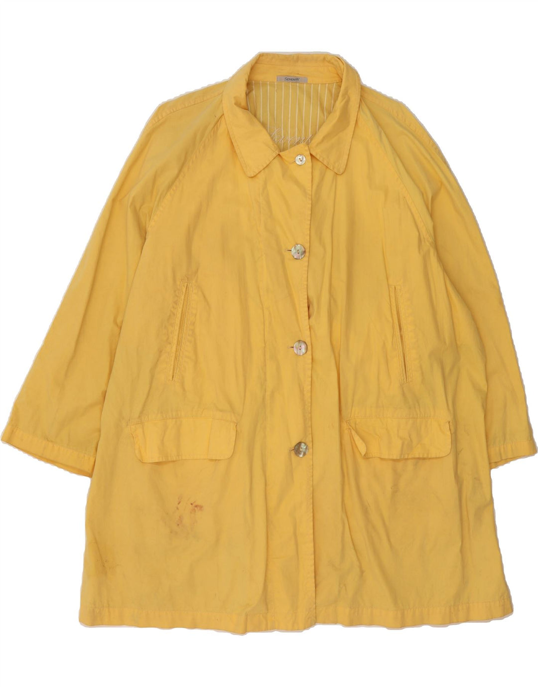 SEVENTY Womens Overcoat UK 18 XL Yellow Vintage Seventy and Second-Hand Seventy from Messina Hembry 