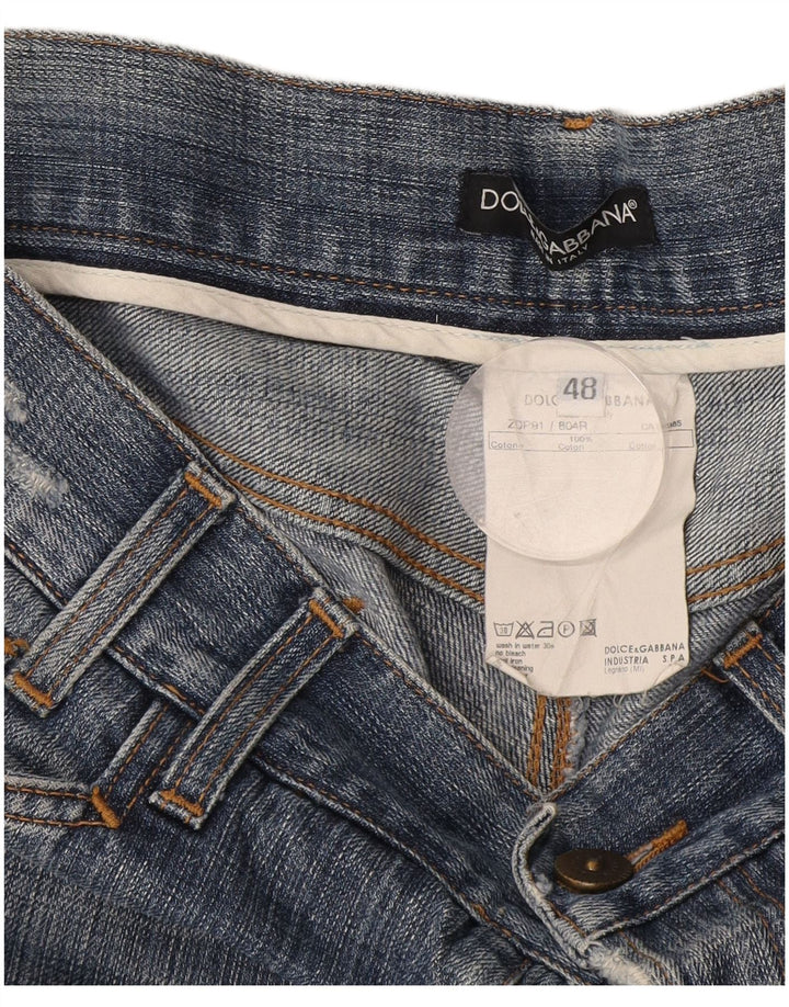 Dolce & Gabbana Blugi Distressed Dript pentru bărbați IT 48 Medium L32 L33 Albastru