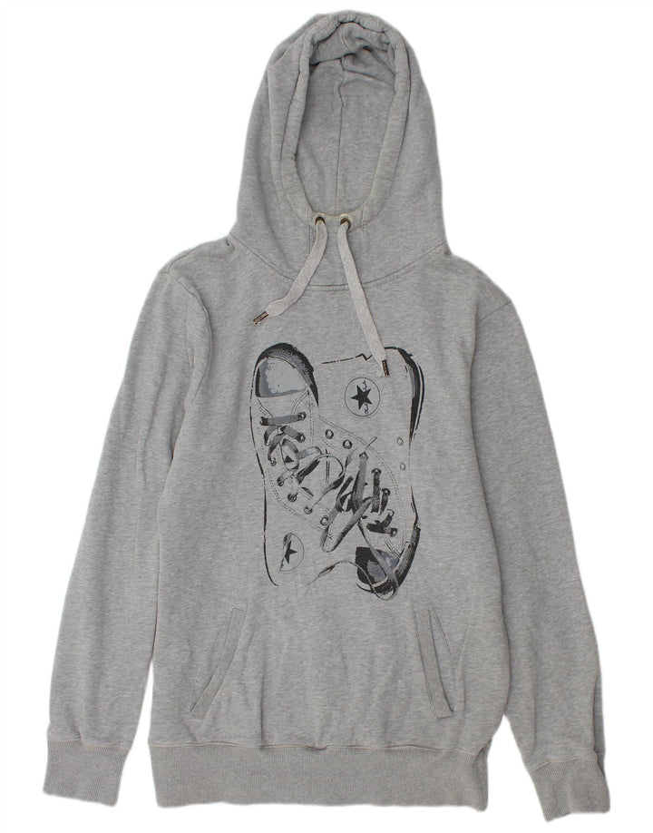 Pulover pentru bărbați Converse Graphic Hoodie, bumbac cu pete, gri mediu