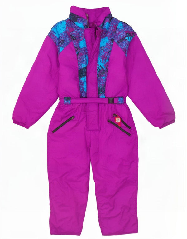 Vintage Womens Graphic Oversized Ski Jumpsuit UK 16 Large Purple Polyamide