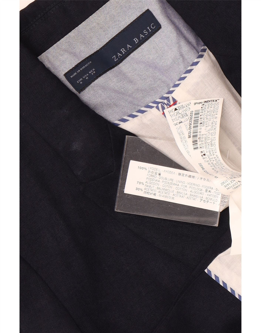 Jachetă Blazer pentru femei Zara, cu două pieptări, UK 12 Medium Bleumarin Lyocell