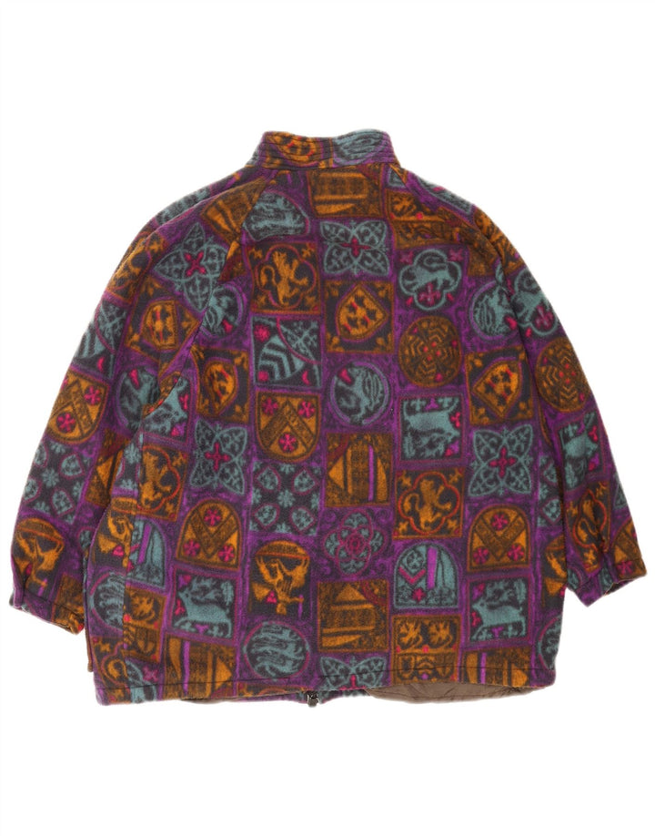 Jachetă din lână supradimensionată vintage pentru femei UK 18 XL, multicoloră, geometrică