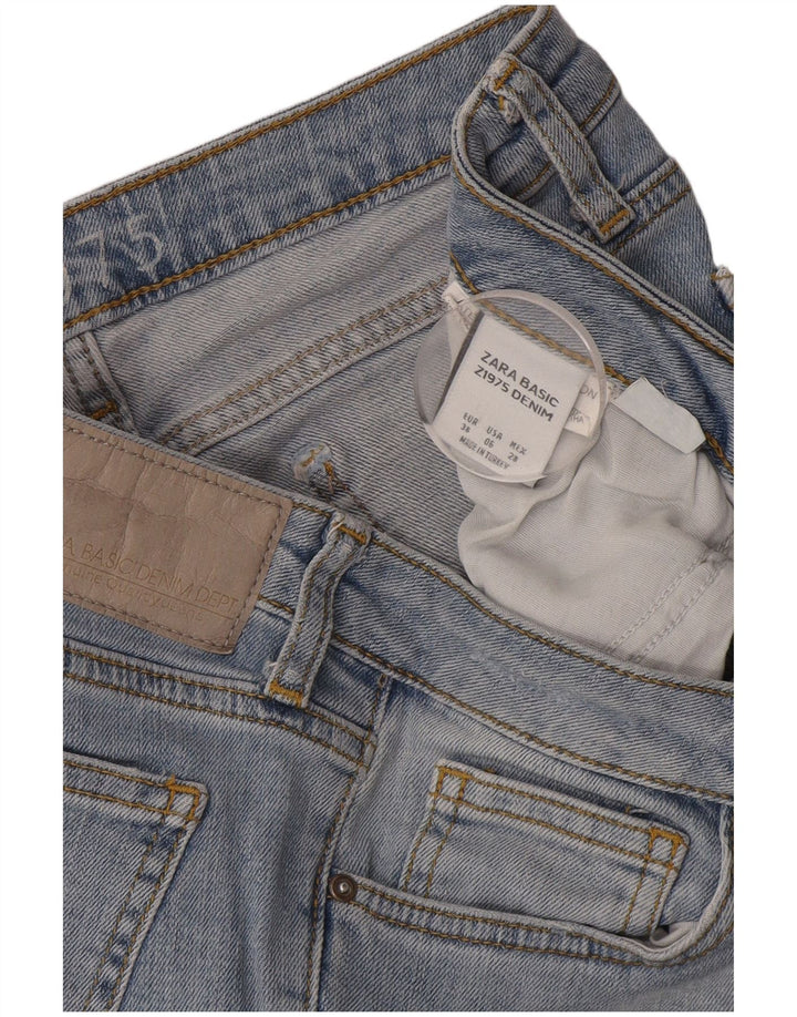 Blugi slim pentru femei Distressed Zara EU 38 Small W28 L26 Albastru