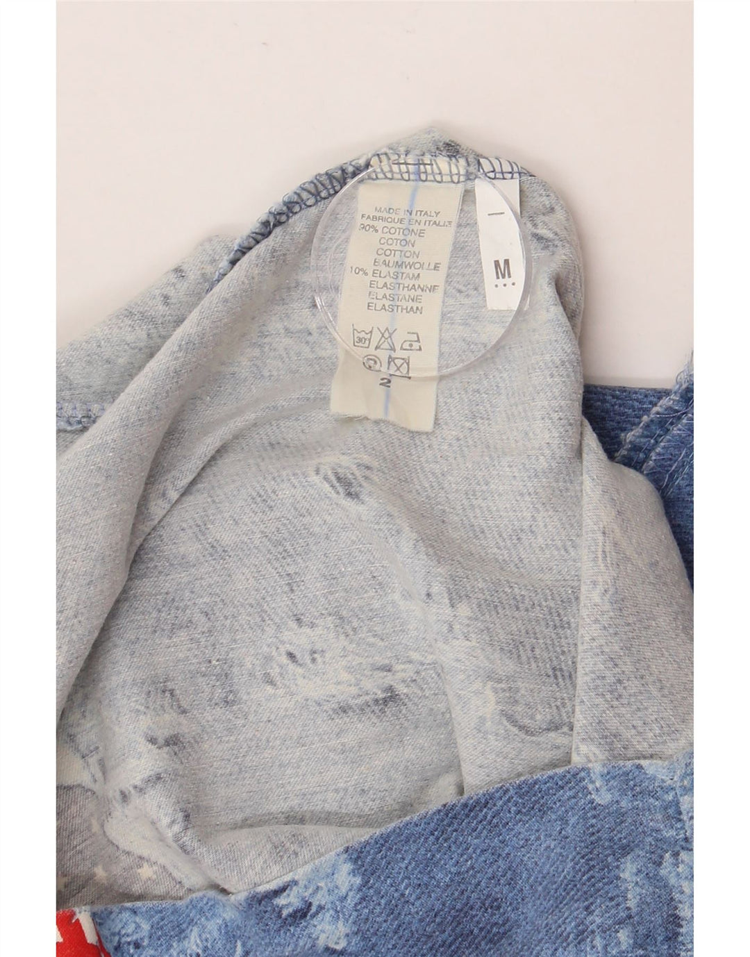 Fusta mini vintage pentru femei distressed Medium W28 Blue Patchwork Bumbac SUA