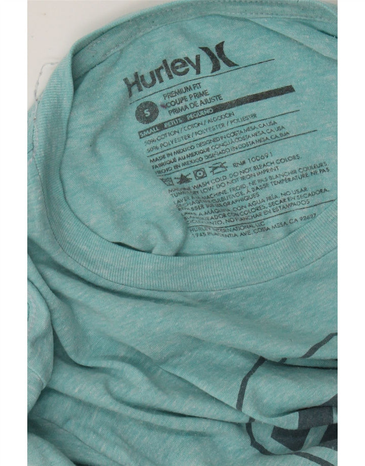 Tricou grafic HURLEY Premium Fit pentru bărbați Top mic din bumbac cu pete turcoaz