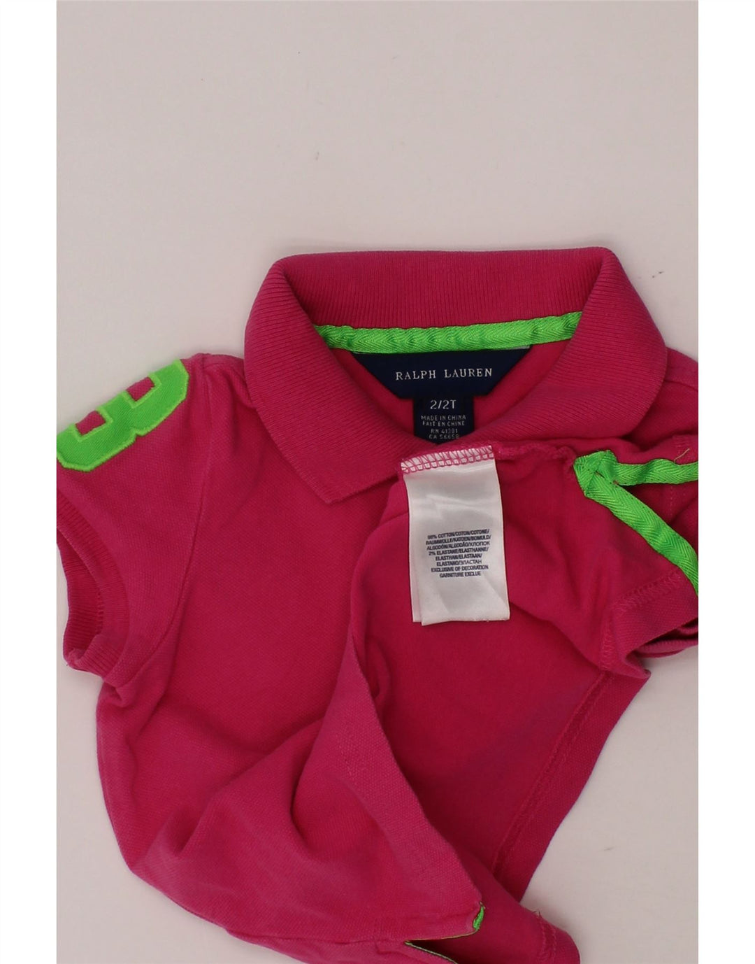 RALPH LAUREN Tricou polo cu grafica fetite 18-24 luni, bumbac roz