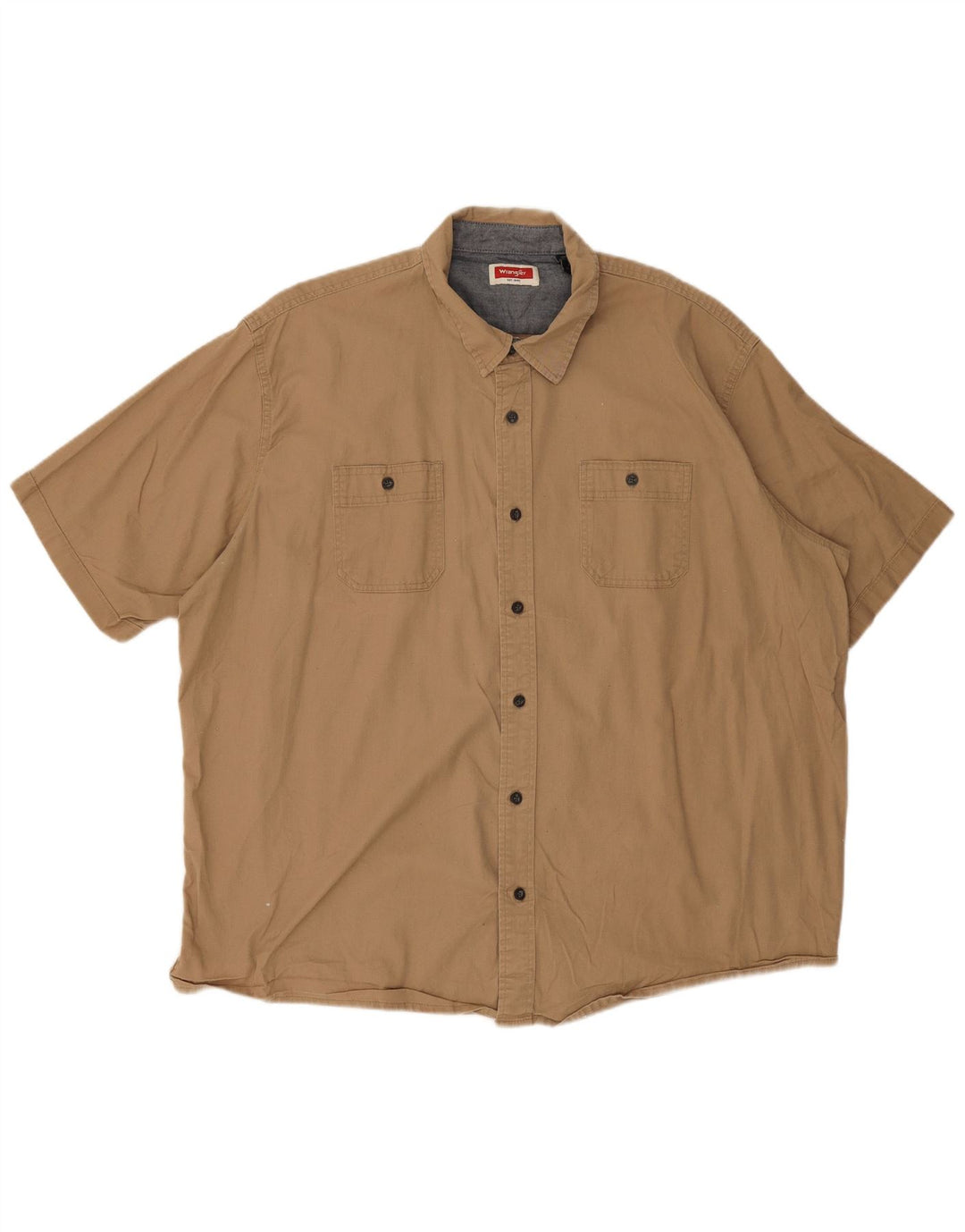 Cămașă cu mânecă scurtă Wrangler pentru bărbați, bumbac bej 2XL