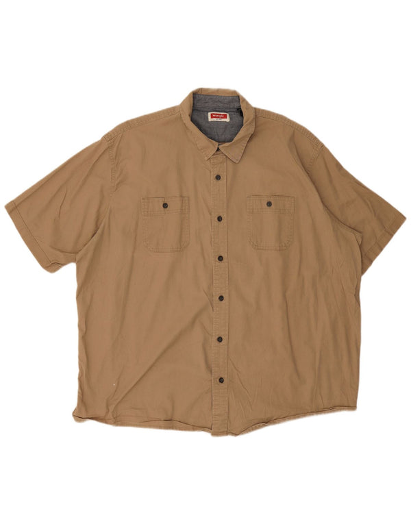Cămașă cu mânecă scurtă Wrangler pentru bărbați, bumbac bej 2XL