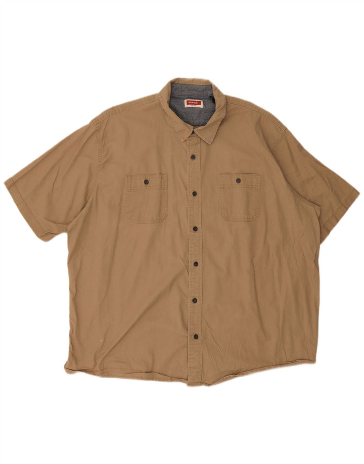 Cămașă cu mânecă scurtă Wrangler pentru bărbați, bumbac bej 2XL