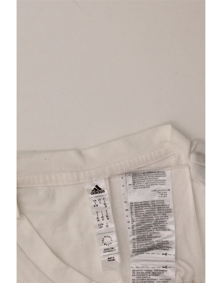 Tricou pentru femei ADIDAS, UK 8/10, bumbac alb mic