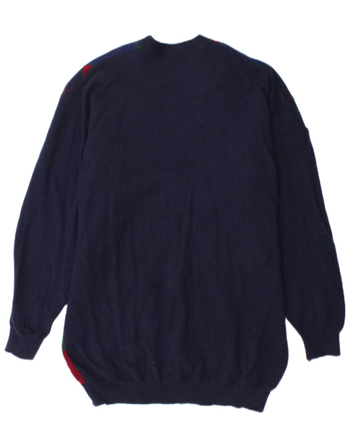 Pulover cardigan pentru bărbați Marks & Spencer, mare, bleumarin, Argyle/Diamond