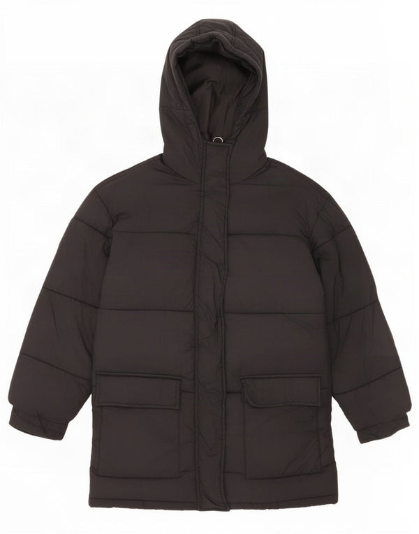 Topshop Jachetă supradimensionată cu glugă pentru femei UK 6 XS Nylon negru