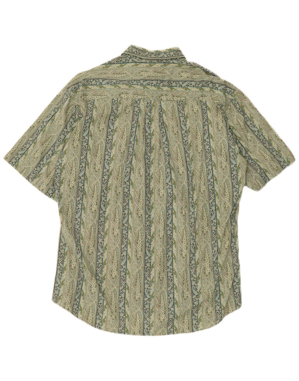 Cămașă Vintage pentru bărbați cu mânecă scurtă Mărimea 39/40 Medium Green Paisley