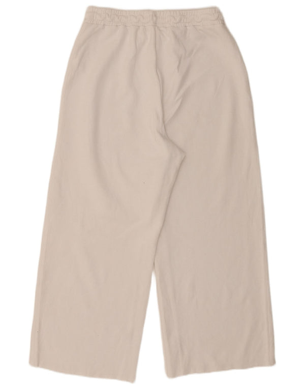 Zara Womens Wide Leg Tracksuit Trousers UK 12 Medium White Cotton