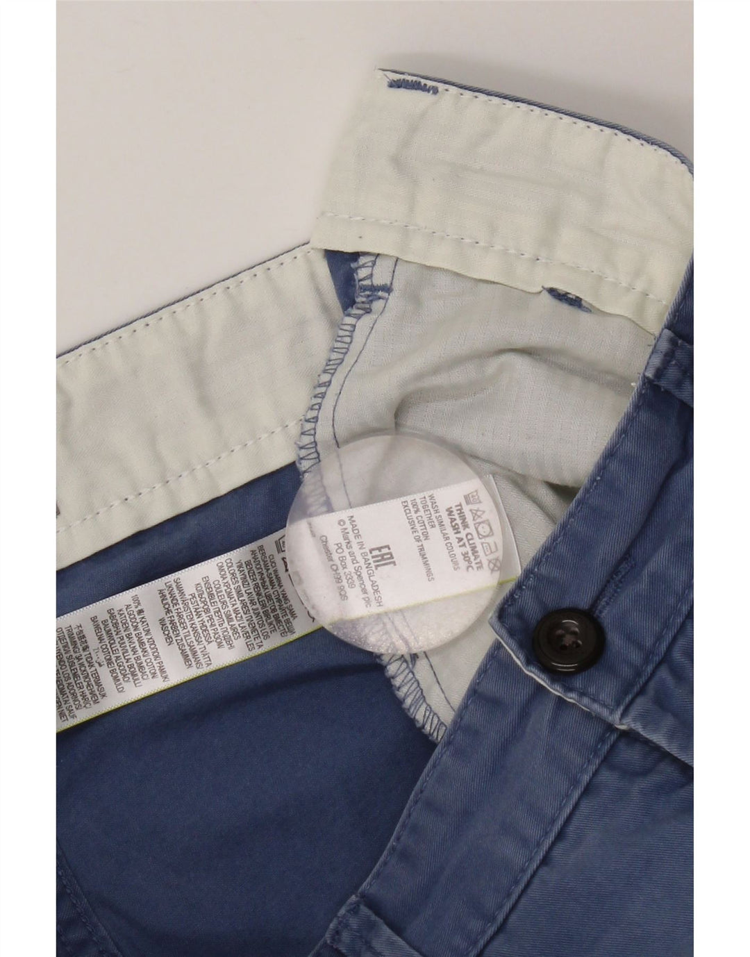 Pantaloni scurți chino pentru bărbați Marks & Spencer W30, mediu, bleumarin, bumbac