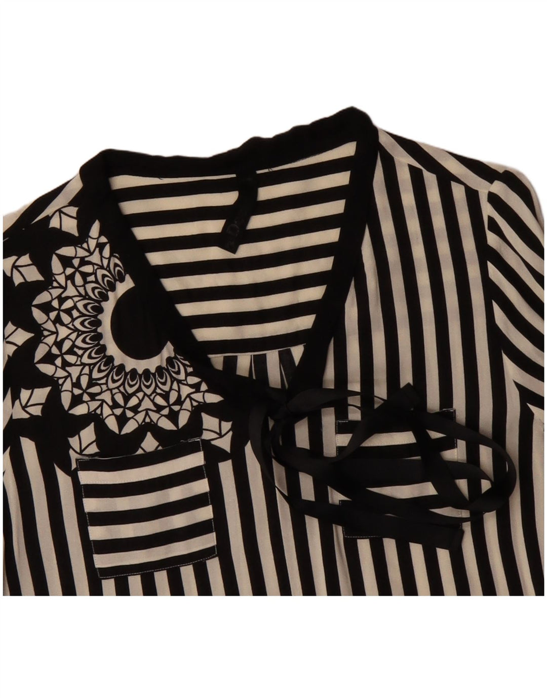 Bluză cămașă cu cravată în față pentru femei DESIGUAL UK 12 Medium Black Dunge