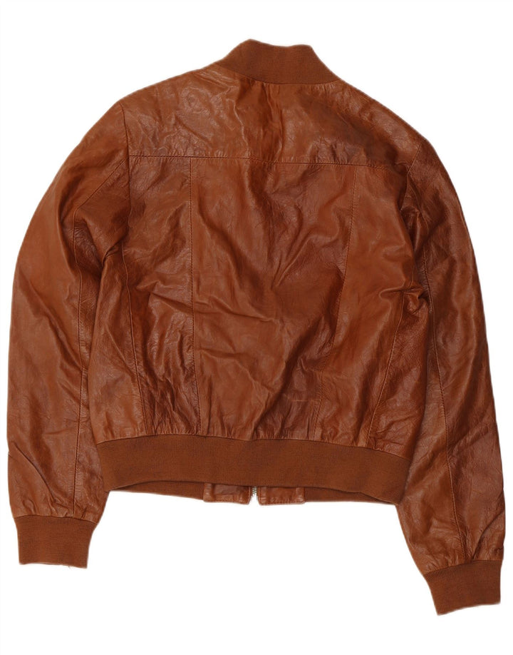 Vintage Womens Bomber Leather Jacket IT 46 Large Brown