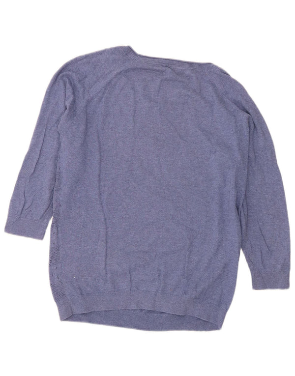 Fat Face Pulover pentru femei cu mâneci 3/4 și gât barcă UK 12 Medium Blue