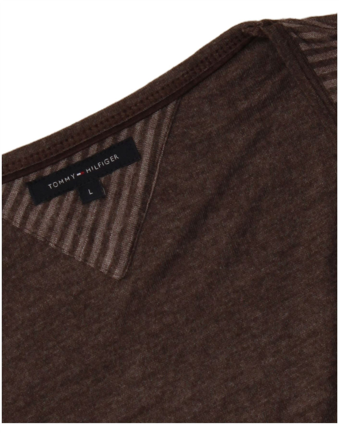 TOMMY HILFIGER Top pentru femei cu mâneci 3/4 UK 14 mare maro cu dungi