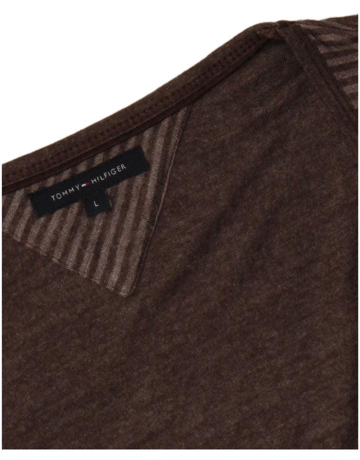 TOMMY HILFIGER Top pentru femei cu mâneci 3/4 UK 14 mare maro cu dungi