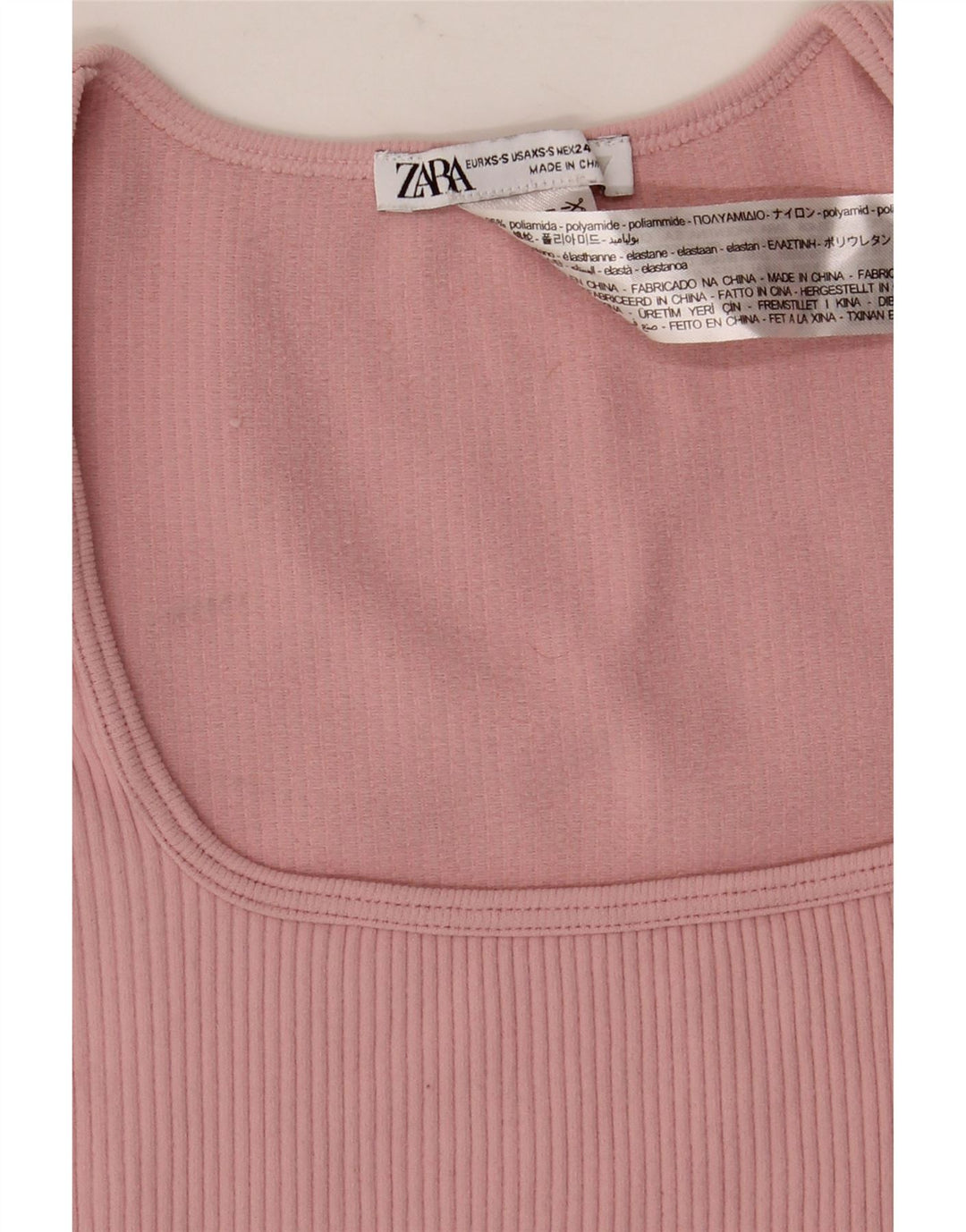 Crop Top pentru femei Zara cu mânecă lungă UK 4 XS roz poliamidă