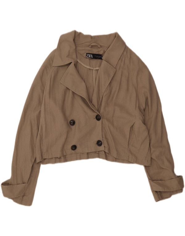 Jachetă Blazer Oversized Crop pentru femei Zara UK 16 Kaki mare