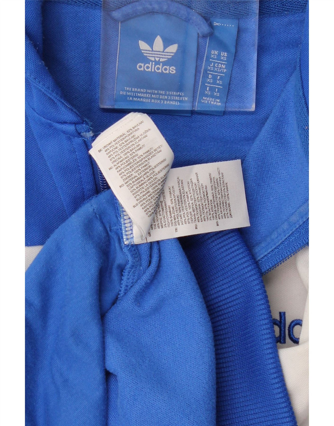 Pulover ADIDAS pentru bărbați, cu fermoar, XS, albastru, bumbac color bloc