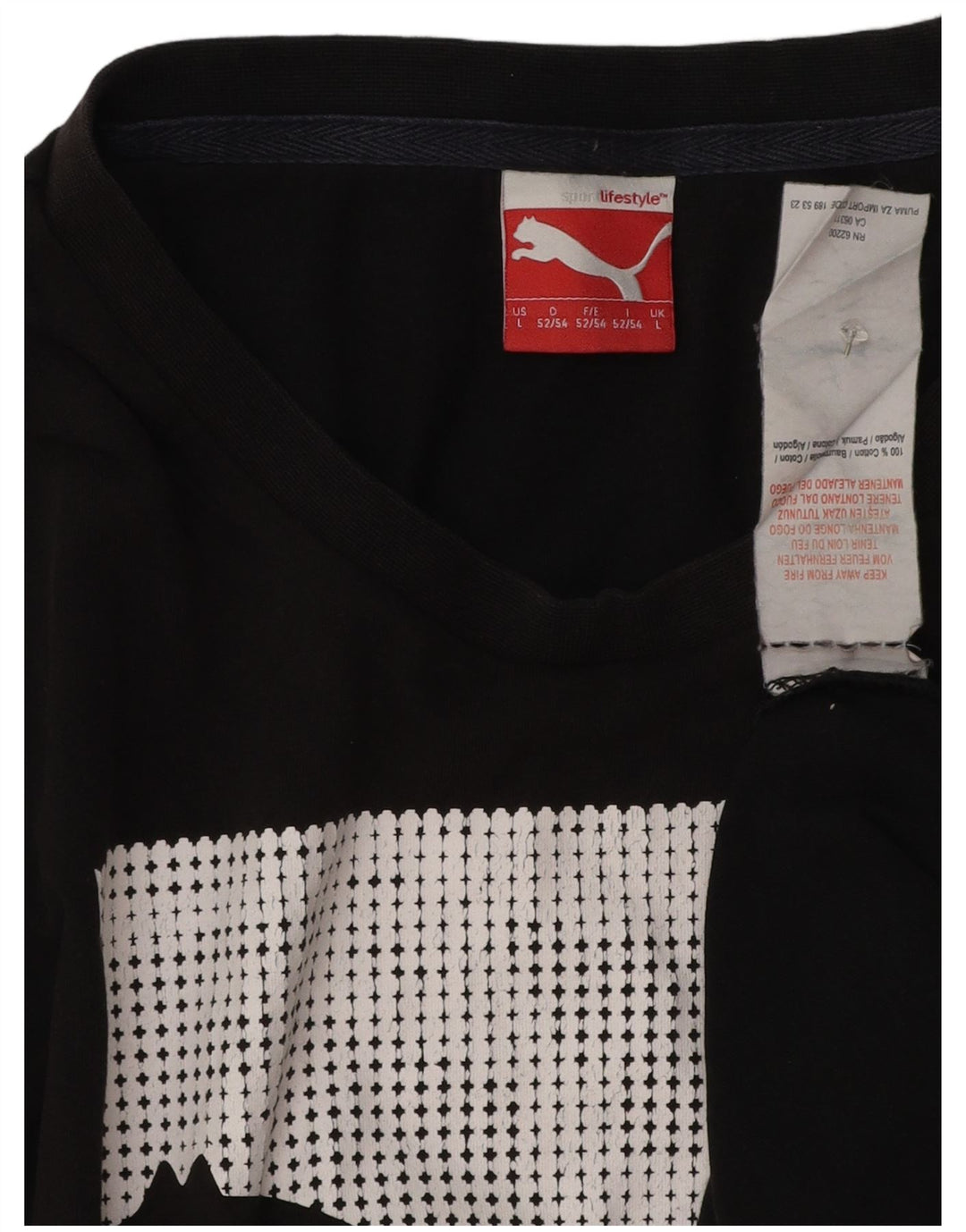 Tricou grafic Puma pentru bărbați Top mare din bumbac negru