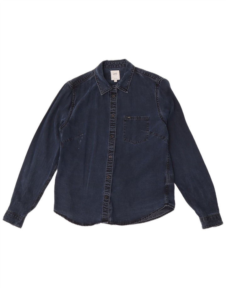 Cămașă Lee pentru femei, cu croială regulată, din denim UK 10, mic, bleumarin, Lyocell